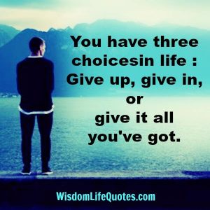 You have three choices in life | Wisdom Life Quotes